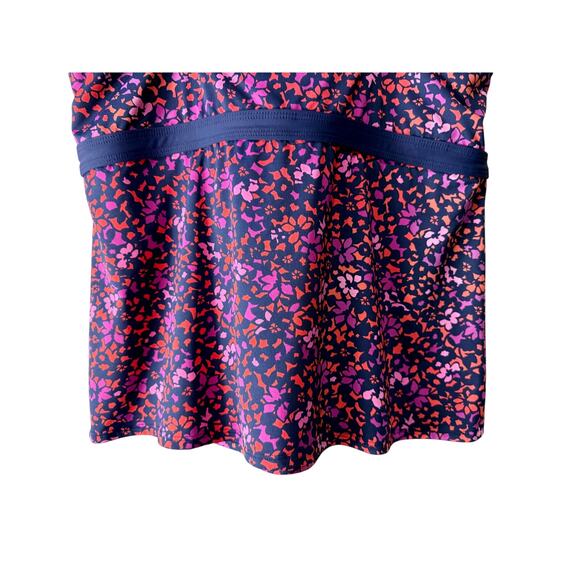 Lands’ End Keyhole High Neck Tankini Top Navy Pink Orange Floral Size 18 - Picture 8 of 12